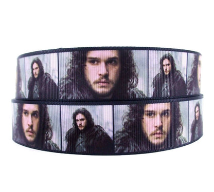 7/8" Jon Snow Grosgrain ribbon. GOT, Game of Thrones.  Winterfell Ice Walker.