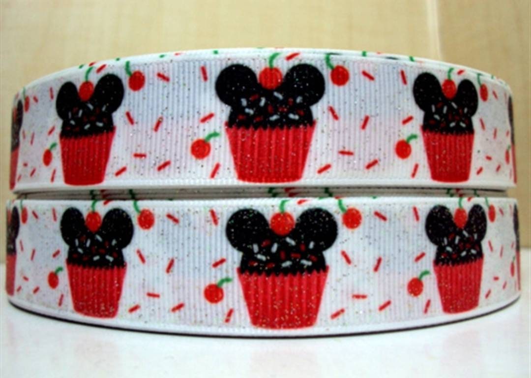 1" Mouse Cupcake Grosgrain Ribbon.