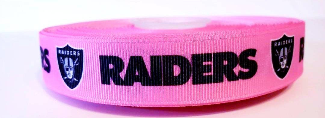 7/8" Los Angeles Raiders Pink Grosgrain Ribbon. NFL Football? Sports Team Ribbon