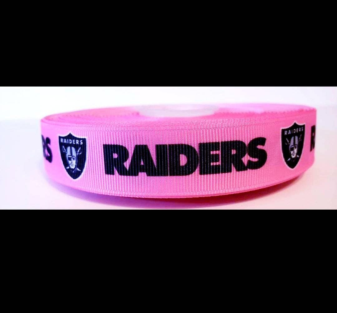 7/8" Los Angeles Raiders Pink Grosgrain Ribbon. NFL Football? Sports Team Ribbon