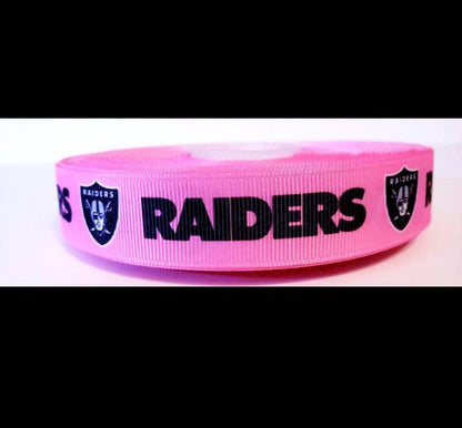 7/8" Los Angeles Raiders Pink Grosgrain Ribbon. NFL Football? Sports Team Ribbon