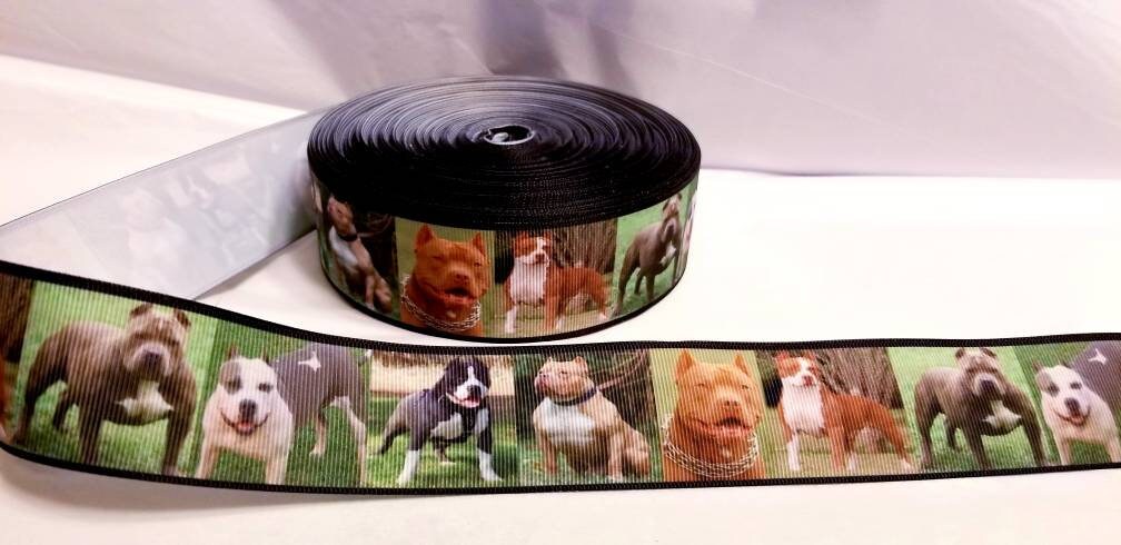 1.5" Pitbull Dog Grosgrain Ribbon