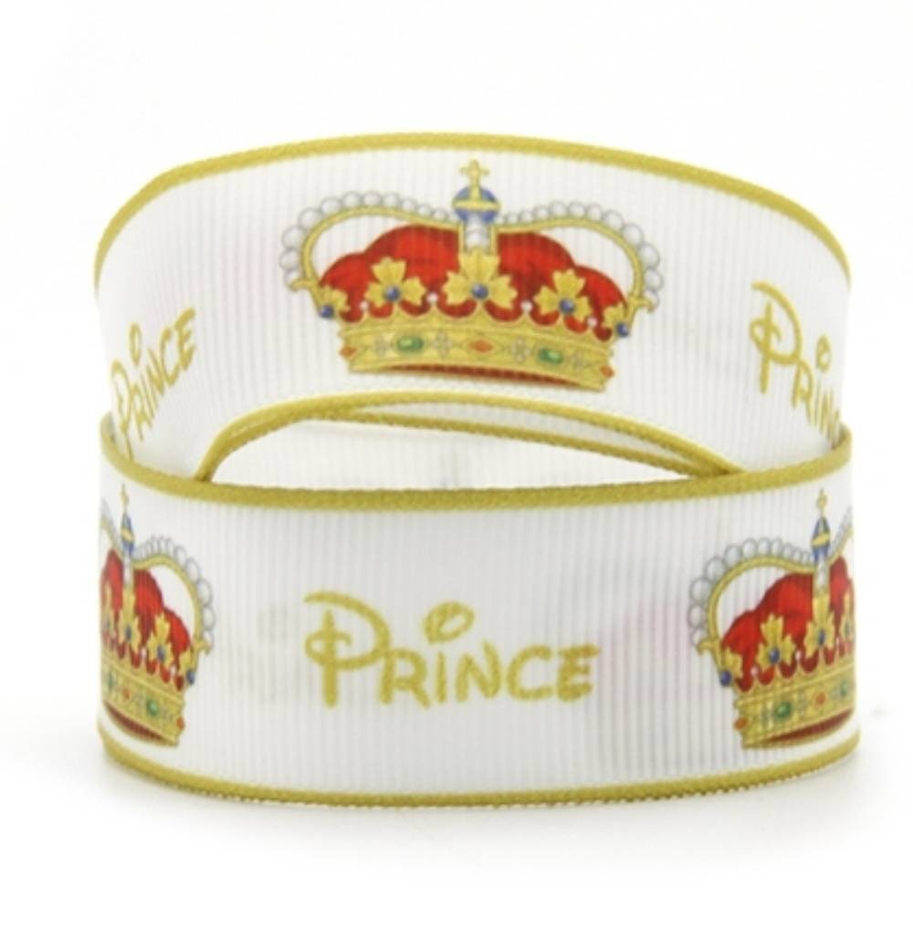 7/8" Magic kingdom Prince Crown Grosgrain Ribbon