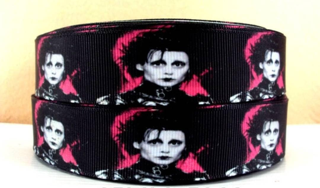 1" Edward Scissorhands grosgrain ribbon. Johnny Depp Tim Burton