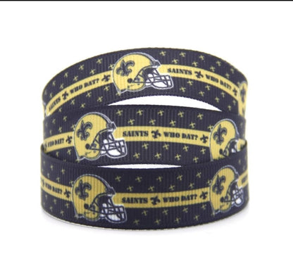 5/8" 7/8" New Orleans Saints Grosgrain Ribbon. This popular style comes in 5/8" 7/8" and 1.5"  Football Ribbon NFL Sports Ribbon