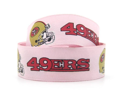 1" San Francisco 49ers Pink Grosgrain Ribbon. NFL Football Sports Teams