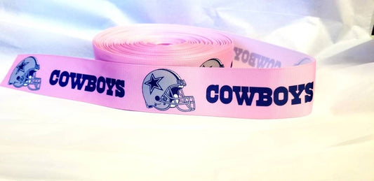 1.5" Dallas Cowboy Pink Grosgrain Ribbon. NFL Football Sports Team Ribbon