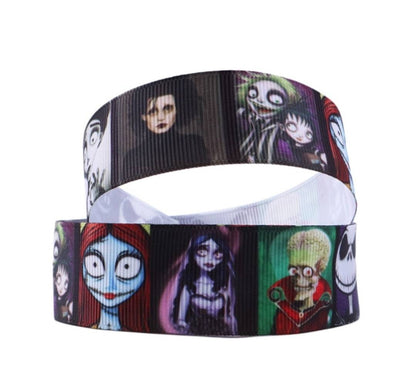 1" Edward Scissorhands- Johnny Depp- Jack Skellington- BeetleJuice- Jack and Sally grosgrain ribbon- Tim Burton Classics- Ribbon Best Seller