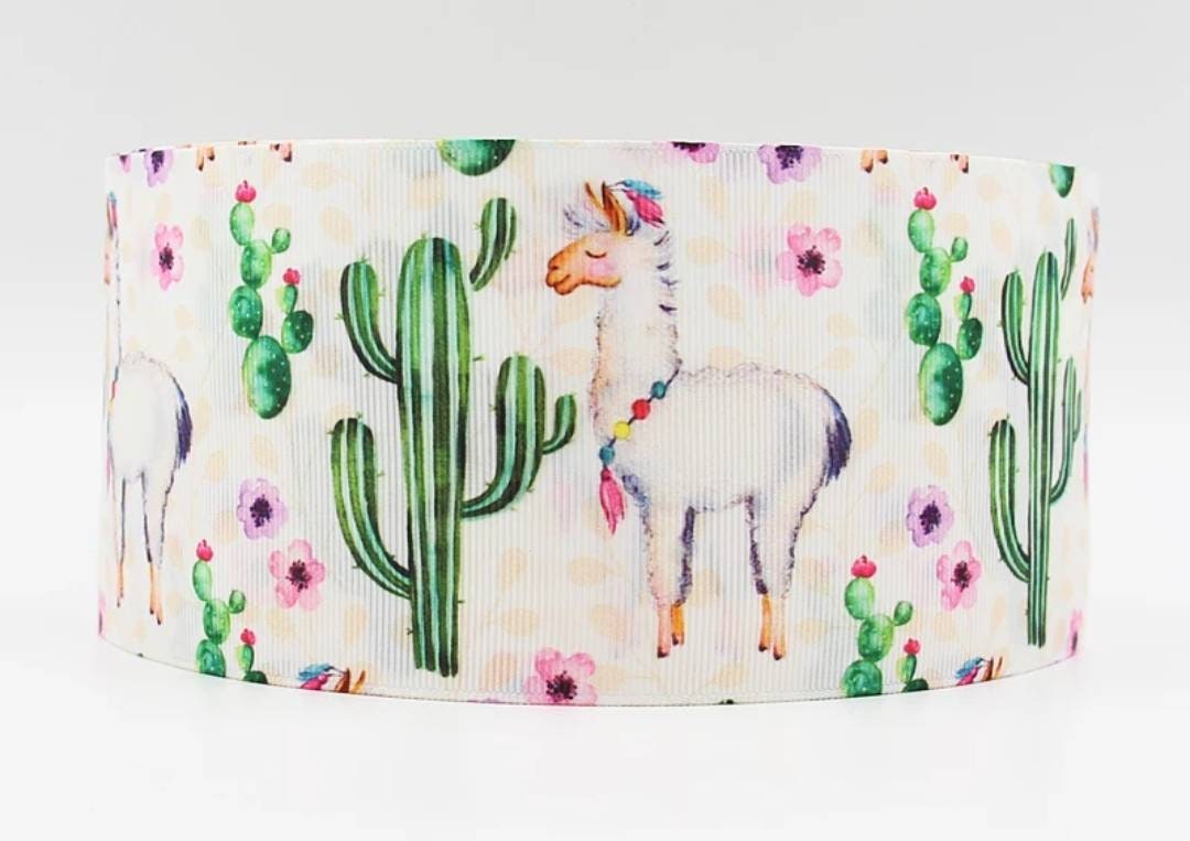 7/8" Llama Cactus Grosgrain Ribbon.