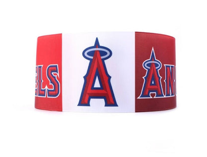 7/8" Los Angeles Angeles Grosgrain Ribbon. Baseball Sports MLB Ribbon