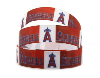 7/8" Los Angeles Angeles Grosgrain Ribbon. Baseball Sports MLB Ribbon