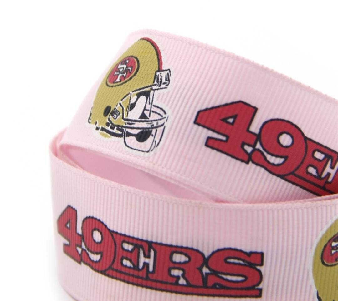 1" San Francisco 49ers Pink Grosgrain Ribbon. NFL Football Sports Teams