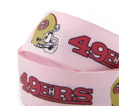 1" San Francisco 49ers Pink Grosgrain Ribbon. NFL Football Sports Teams