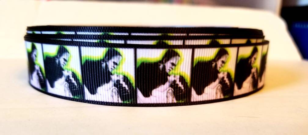 7/8" & 1.5" wide Frankenstein and Frankenstein Bride Classic Horror Movie Grosgrain Ribbon.  Haunted and Fright Night