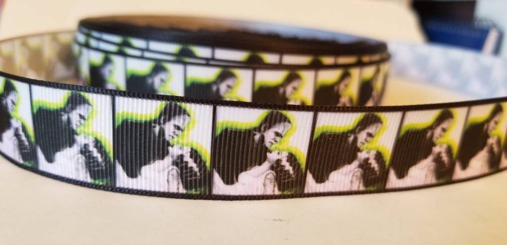 7/8" & 1.5" wide Frankenstein and Frankenstein Bride Classic Horror Movie Grosgrain Ribbon.  Haunted and Fright Night