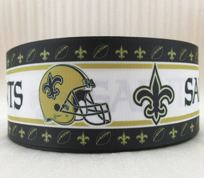 1.5"  New Orleans Saints Grosgrain Ribbon. Football Ribbon NFL Sports Ribbon