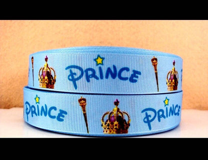 7/8" Blue  Prince Crown Grosgrain ribbon.