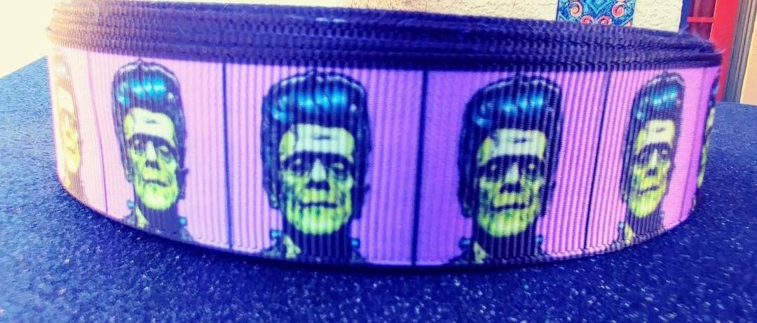 1.5" Frankenstein Classic Horror Movie Grosgrain Ribbon. Halloween, Haunted and Fright Night