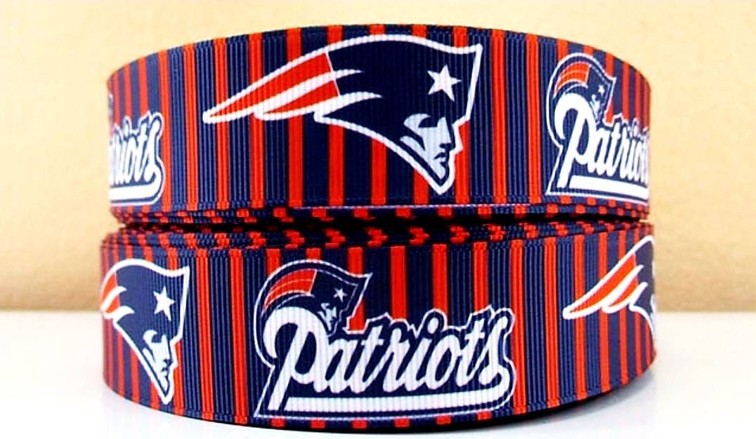 1" New England Patriots Grosgrain Ribbon. Football Ribbon NFL Sports Ribbon