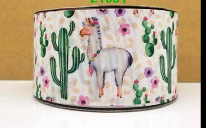 7/8" Llama Cactus Grosgrain Ribbon.