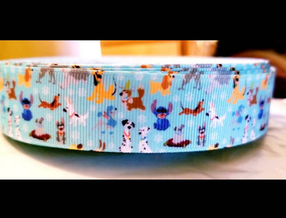 1'' Aqua Doug Dog Ribbon-"Doug dog-Percy-Lady and the Tramp-Nana Dog- 101 Dalmation Ribbon- Stitch Ribbon-Pluto Dog Ribbon-Aqua Dog Ribbon