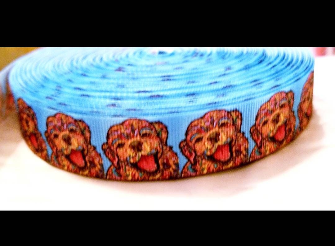 7/8" Golden Retriever Dog Grosgrain Ribbon