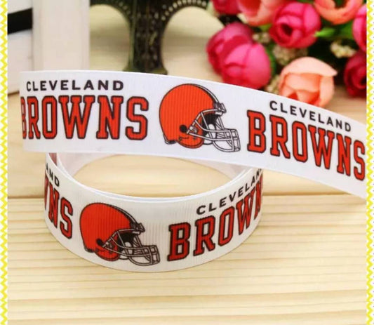 5/8" & 7/8" Cleveland Browns Grosgrain Ribbon. Football Ribbon NFL Sports Ribbon