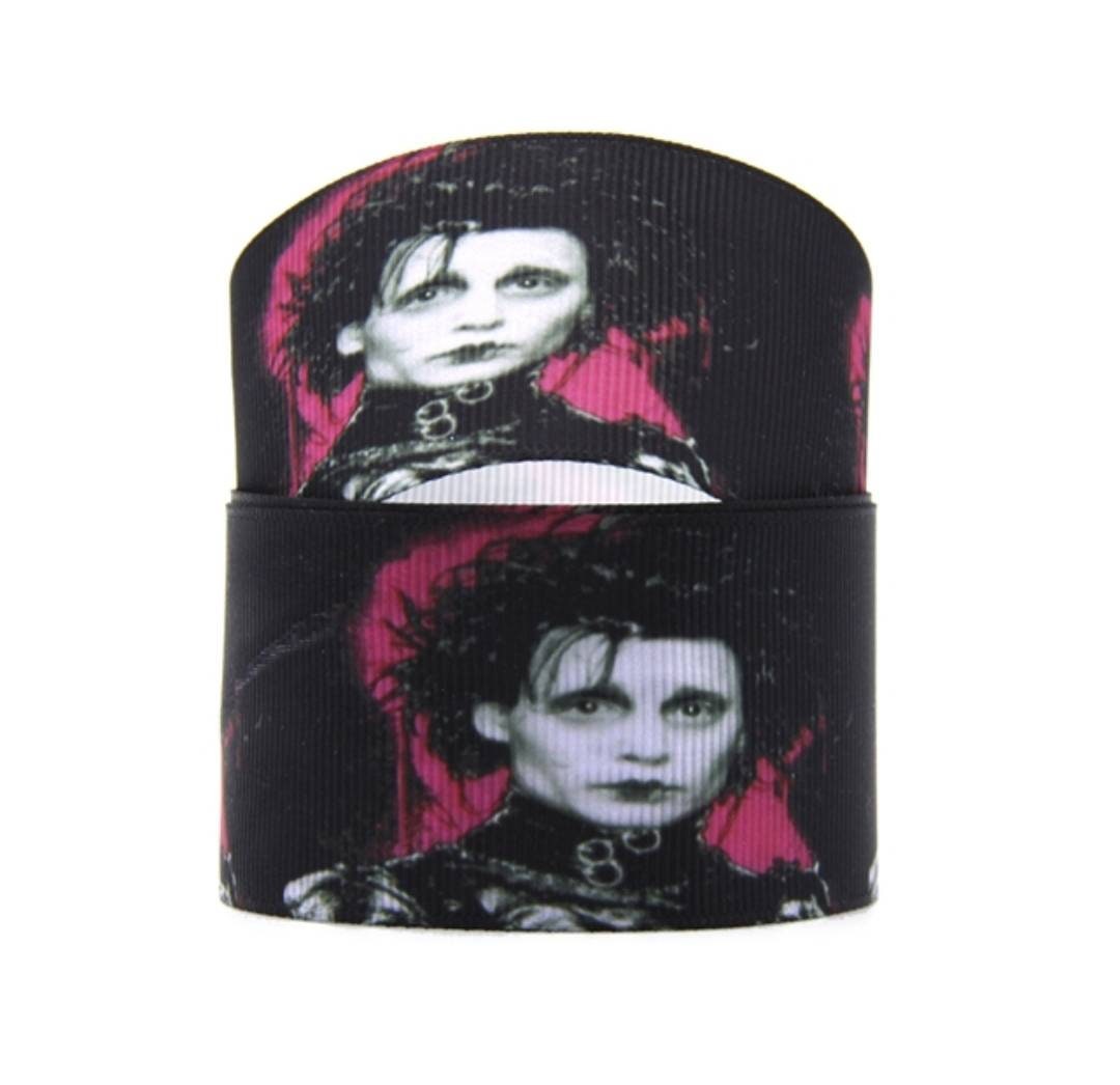 1.5" Edward Scissorhands grosgrain ribbon. Johnny Depp Tim Burton