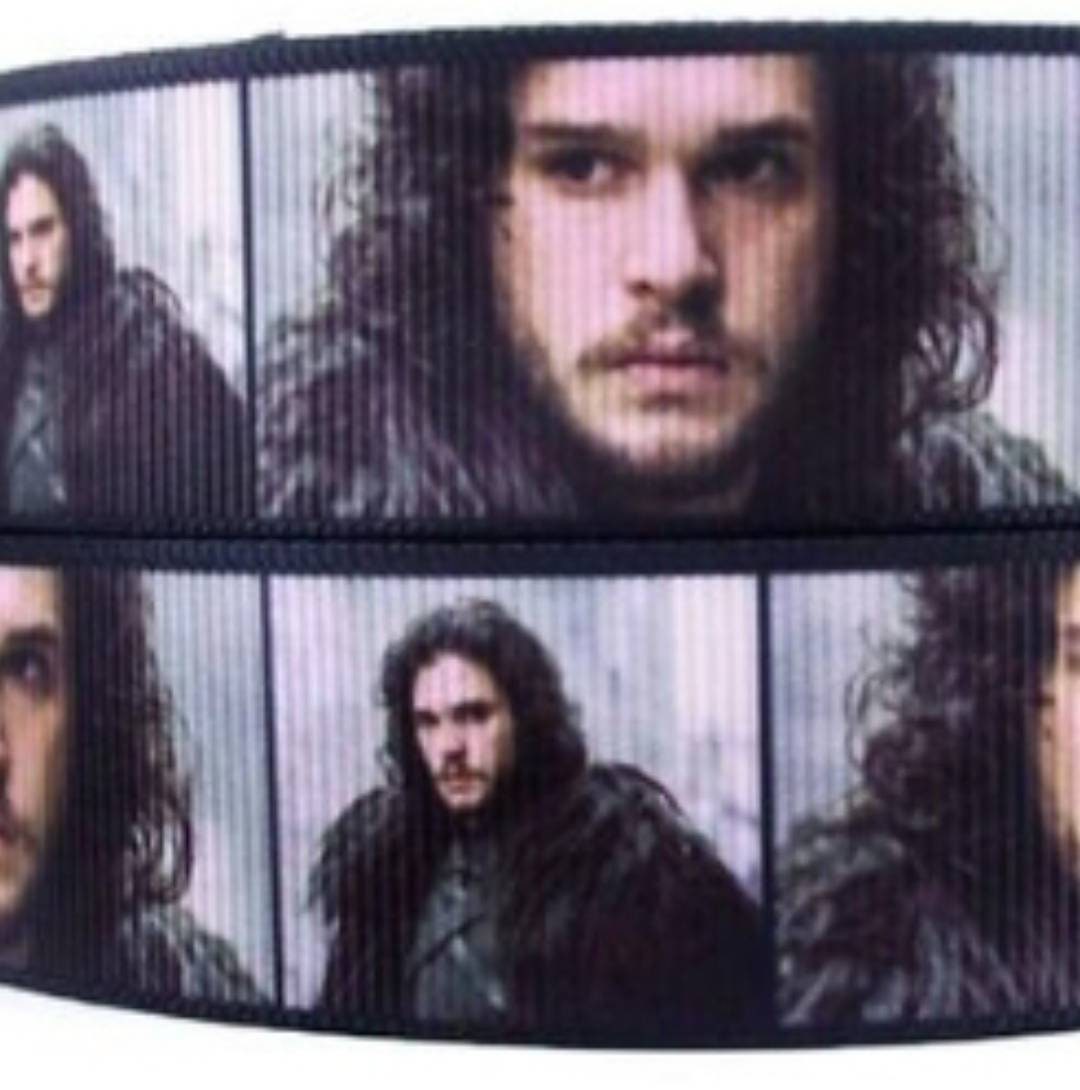 7/8" Jon Snow Grosgrain ribbon. GOT, Game of Thrones.  Winterfell Ice Walker.