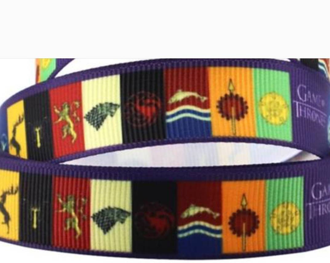 5/8" Game of Thrones Family Crest Grosgrain Ribbon. GOT Stark, Winterfell