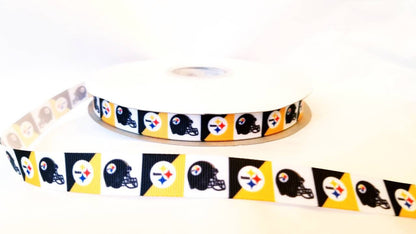 7/8" Pittsburgh Steelers Grosgrain Ribbon. NFL Football Sports Teams