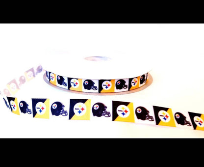 7/8" Pittsburgh Steelers Grosgrain Ribbon. NFL Football Sports Teams