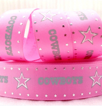 1.5" Dallas Cowboys PINK Grosgrain Ribbon. NFL Football- Team Sports Ribbon- Wide Ribbon