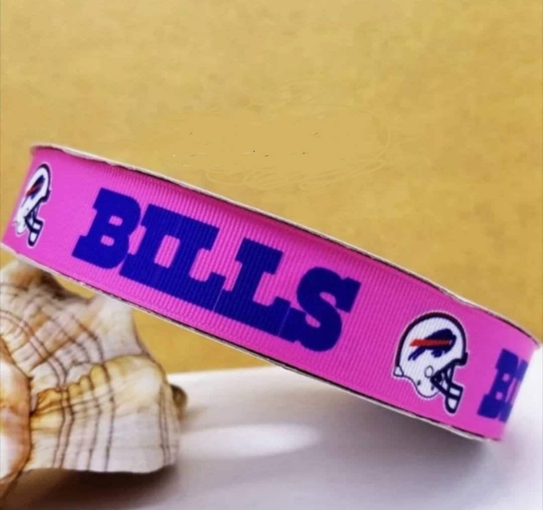 7/8" Hot Pink Buffalo Bills Grosgrain Ribbon. Football Ribbon NFL Sports Ribbon Pink Power Girl Power