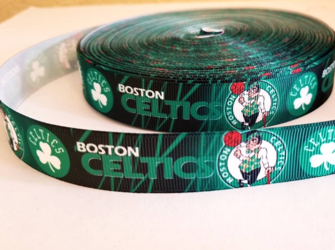 1.5" Boston Celtics Basketball Grosgrain Ribbon  Sports Team Ribbon NBA Ribbon