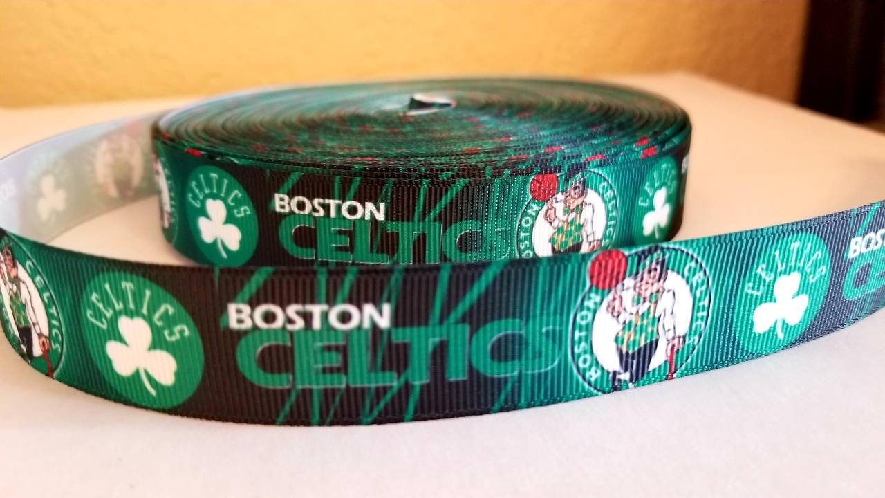 1.5" Boston Celtics Basketball Grosgrain Ribbon  Sports Team Ribbon NBA Ribbon