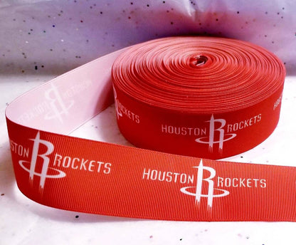 1.5" wide Houston Rockets Grosgrain Ribbon. NBA Basketball Sports Ribbon.