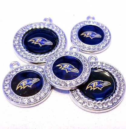 Baltimore Ravens NFL Football Charms.  Sports Team Charms in 2cm and 2.5cm. Rhinestone Charms