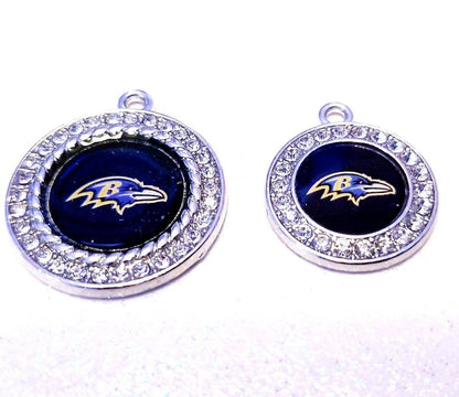 Baltimore Ravens NFL Football Charms.  Sports Team Charms in 2cm and 2.5cm. Rhinestone Charms