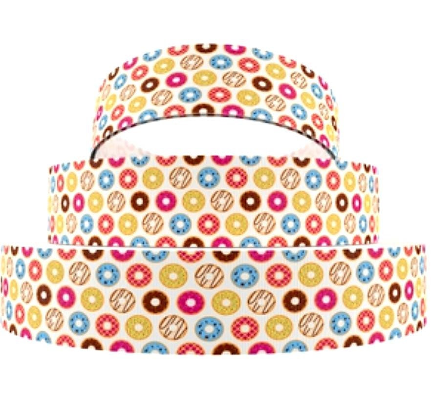 7/8" Donuts grosgrain Ribbon. Colorful Cheerful Fun Food Ribbon. Bakery Ribbon.