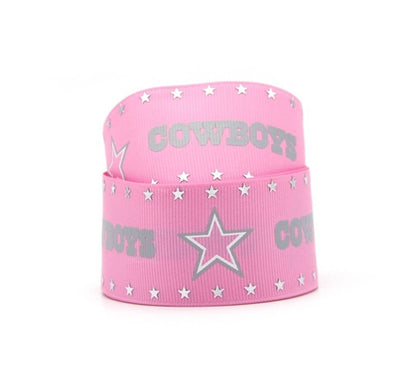 1.5" Dallas Cowboys PINK Grosgrain Ribbon. NFL Football- Team Sports Ribbon- Wide Ribbon