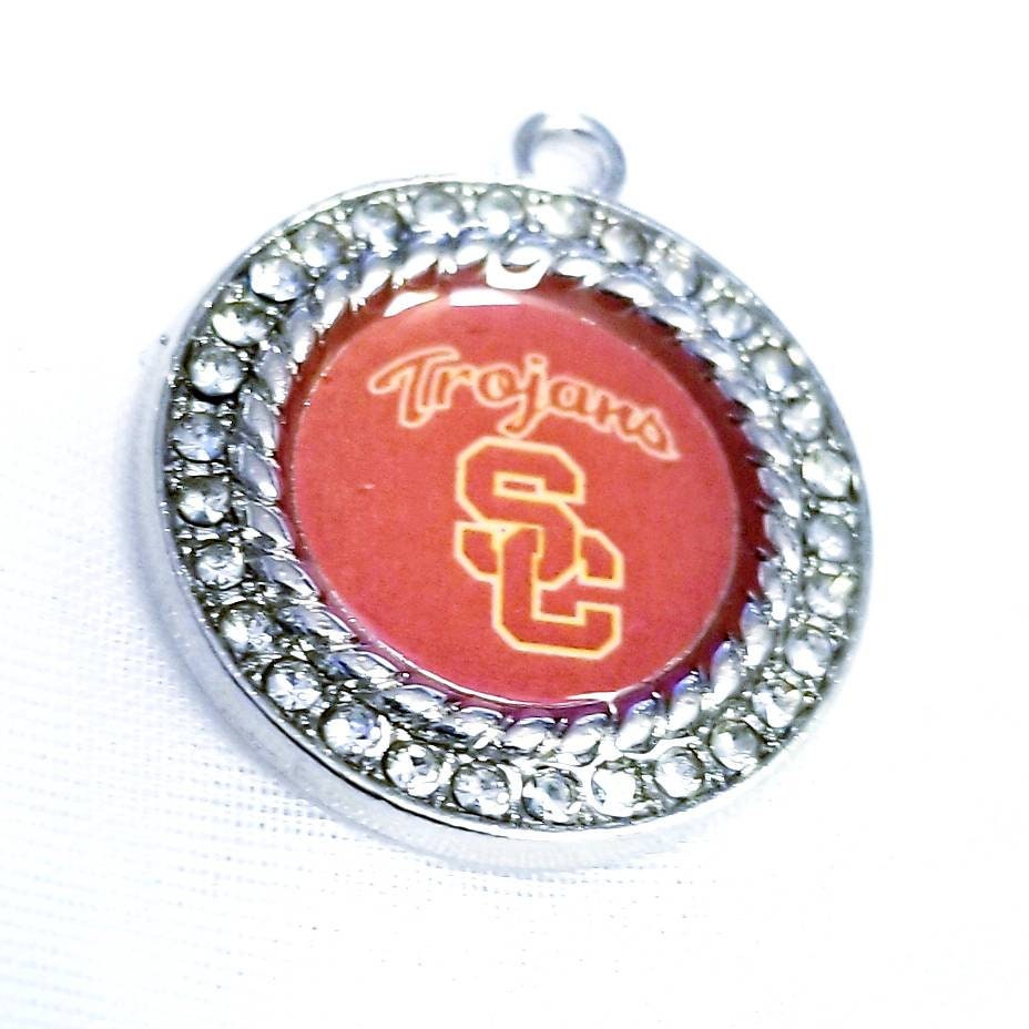 USC Trojans Football Team Charms College Football Charms. Sports Team Charms 2.5cm. Rhinestone Charms Football Jewelry