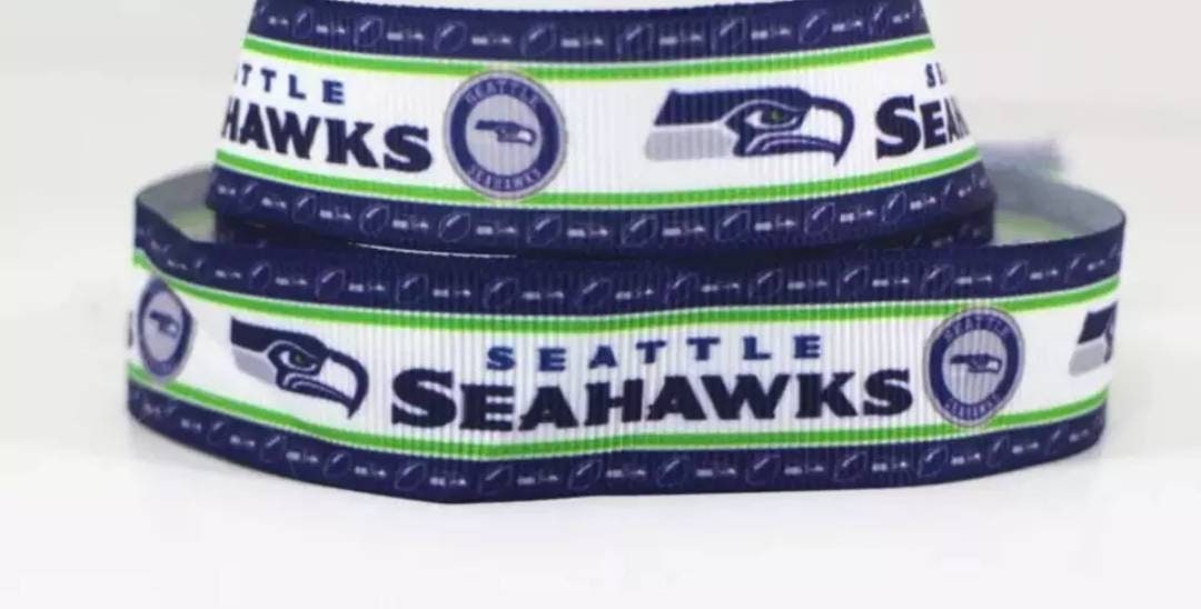 5/8" Seattle Seahawks Lime Green Grosgrain Ribbon. NFL Football Sports Ribbon.