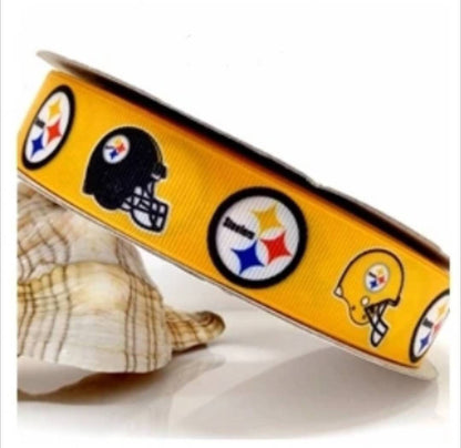 1.5" Pittsburgh Steelers Bright Yellow Mustard Gold Grosgrain Ribbon. NFL Football Sports Teams