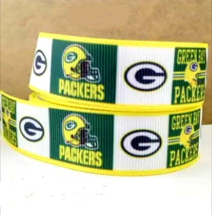 5/8" Green Bay Packers  Grosgrain Ribbon. NFL Football Sports Ribbon.