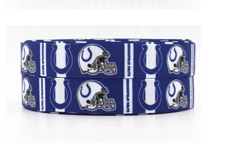 7/8" Indianapolis Colts Grosgrain Ribbon. Bright Blue Team Colors NFL Football Sports Ribbon.