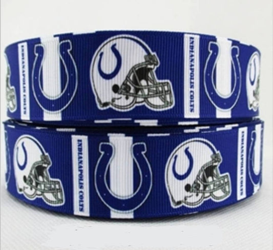 5/8" Indianapolis Colts Grosgrain Ribbon. Bright Blue Team Colors NFL Football Sports Ribbon.