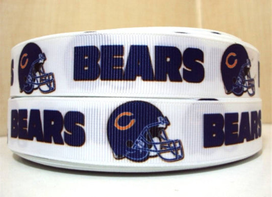 7/8" Chicago Bears Football Grosgrain Ribbon. Chicago Fan Football Ribbon NFL Sports Ribbon