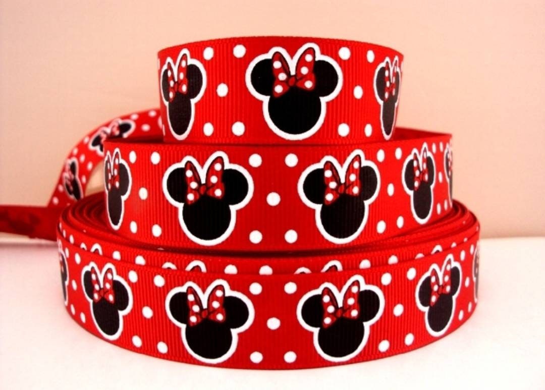 1.5" Minnie Mouse Red Polka Dot Grosgrain Ribbon. Polka Dot Ribbon.