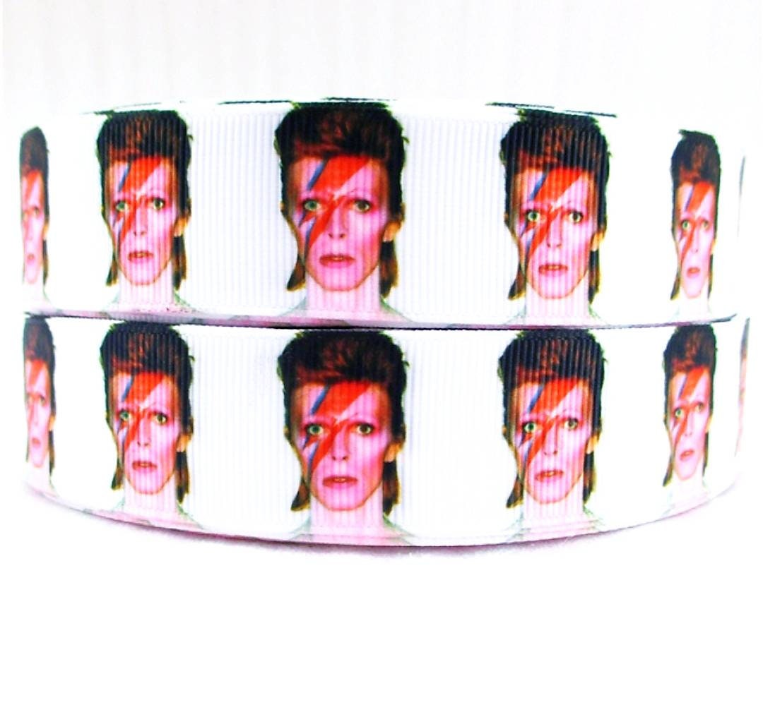 1" David Bowie Grosgrain Ribbon.  Famous Musicians Icon